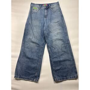 Empyre Women's Baggy Wide Leg Blue Denim Jeans - Size 6 (30x28) READ